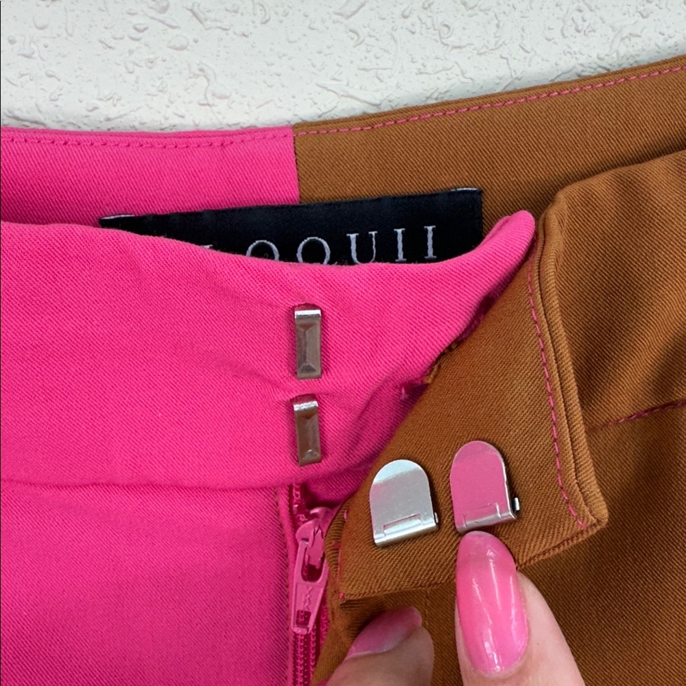 Eloquii Pink and Brown Straight-Leg Colorblock Pants size 14 - Picture 5 of 9